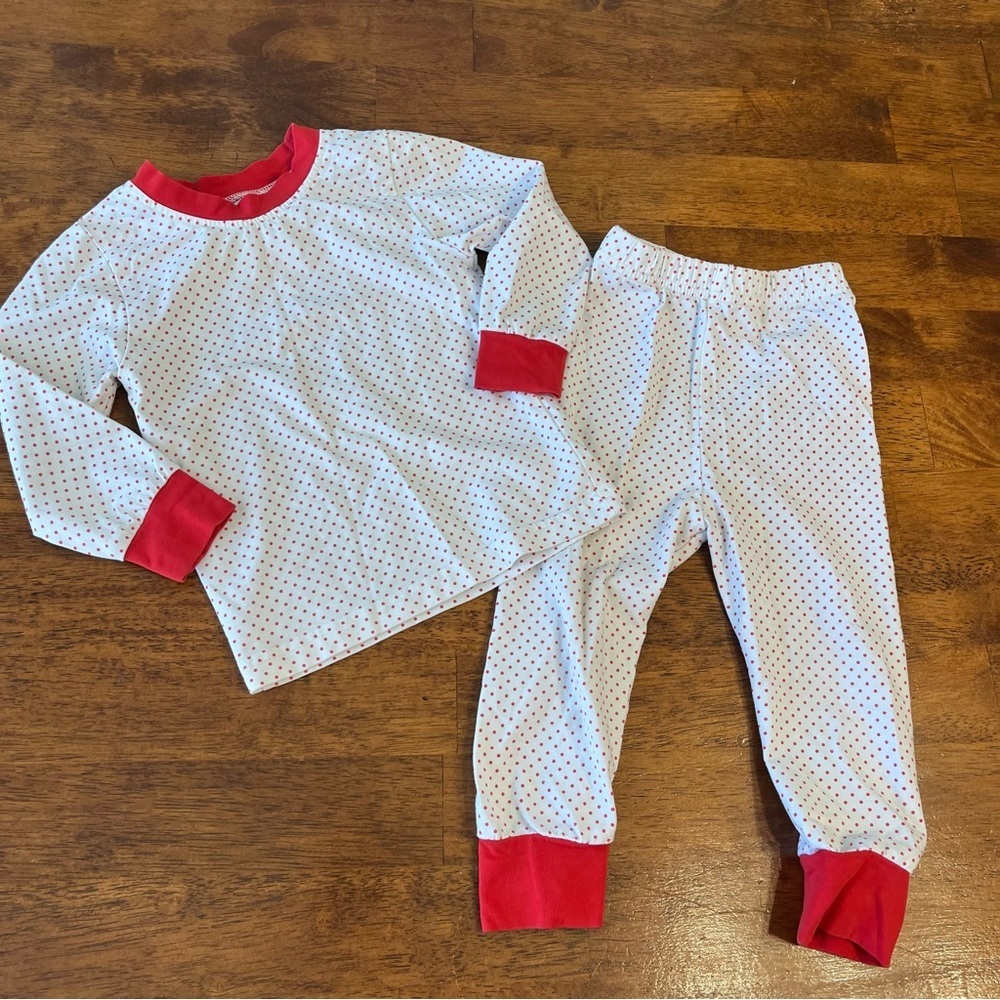 Kids Polka Dot Pajama Set with Red Accents size 18 months